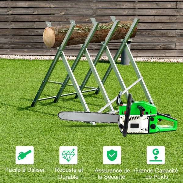 Chevalet de Sciage Pliable en Acier Charge 100KG Tréteau Portable avec Dents de Scie à Encoches pour Découpe Support de Coupe Tréteau de Sciage Léger
