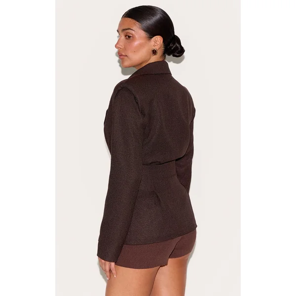 Chocolat Blazer Petite Taille Cintrée À La Taille