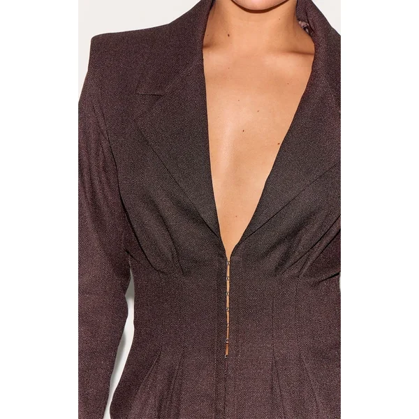 Chocolat Blazer Petite Taille Cintrée À La Taille