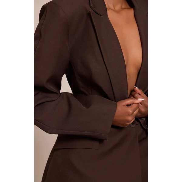 Chocolat Blazer À Manches Cocon Et Détail Asymétrique