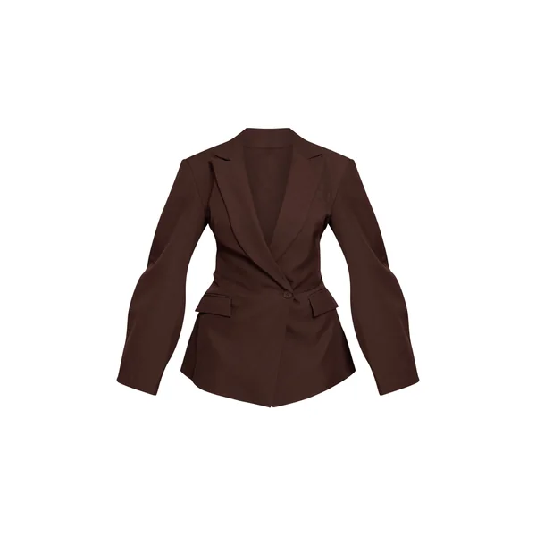 Chocolat Blazer À Manches Cocon Et Détail Asymétrique