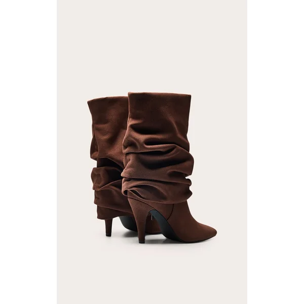 Chocolat Bottines À Revers Plissé En Synthétique
