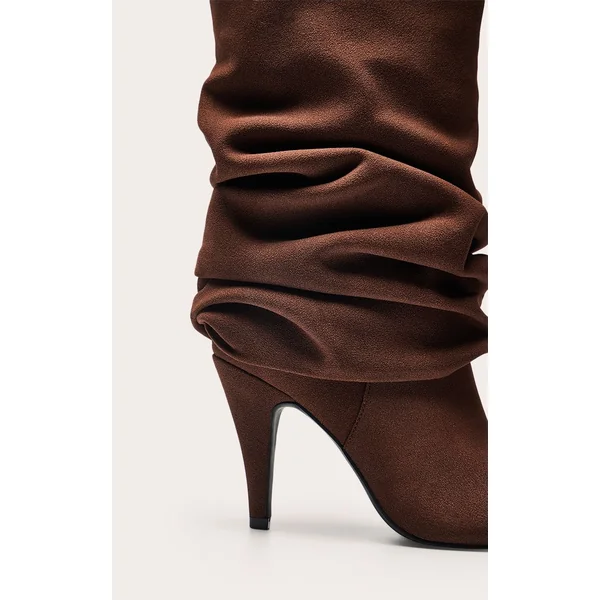 Chocolat Bottines À Revers Plissé En Synthétique