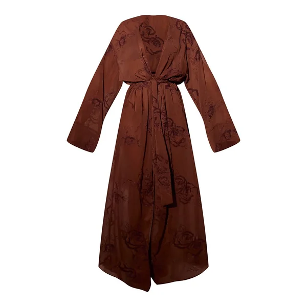 Chocolat Caftan Maxi À Appliqués Floraux