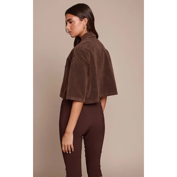 Chocolat Chemise Courte Oversize En Synthétique