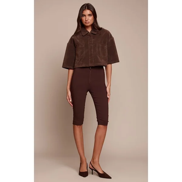 Chocolat Chemise Courte Oversize En Synthétique