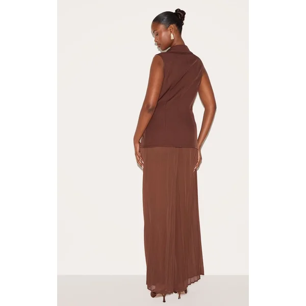 Chocolat Combinaison-pantalon En Mousseline Avec Superposition De Gilet Tissé