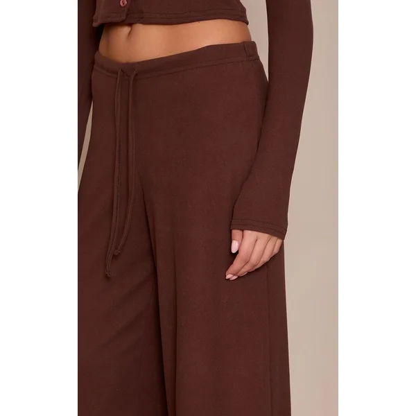 Chocolat Ensemble Coordonné Pantalon Toucher Doux À Taille Élastiquée