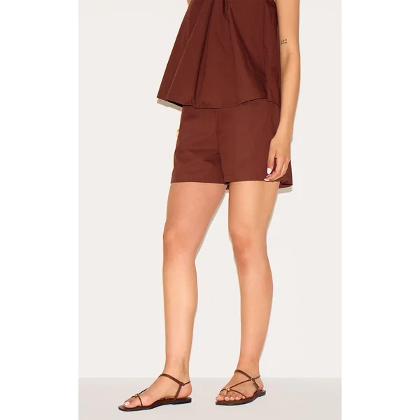 Chocolat Ensemble Short Ample En Popeline Pour Grande Taille
