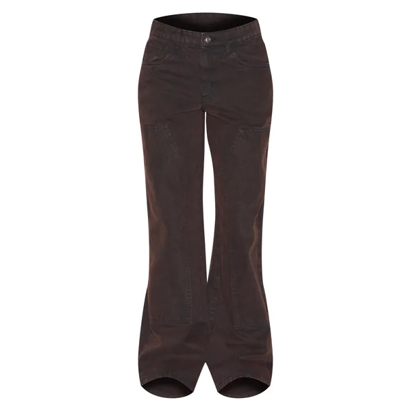 Chocolat Foncé Jean À Détails De Coutures Style Charpentier