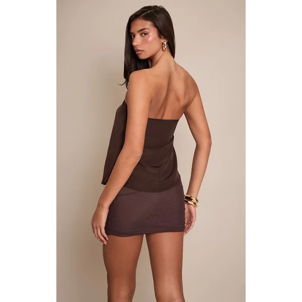 Chocolat Haut Bandeau En Mousseline À Imprimé Animal Abstrait