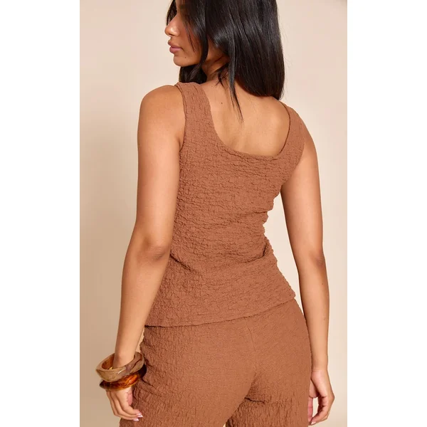 Chocolat Haut Long Ajusté À Encolure Dégagée Petite Taille Co-ord