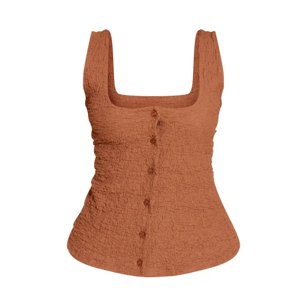 Chocolat Haut Long Ajusté À Encolure Dégagée Petite Taille Co-ord