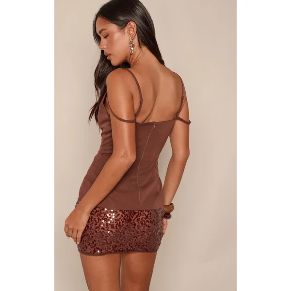 Chocolat Haut Long Tissé À Bretelles