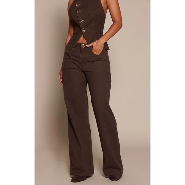 Chocolat Jean En Denim À Jambes Larges Avec Détails Contrastants Petite