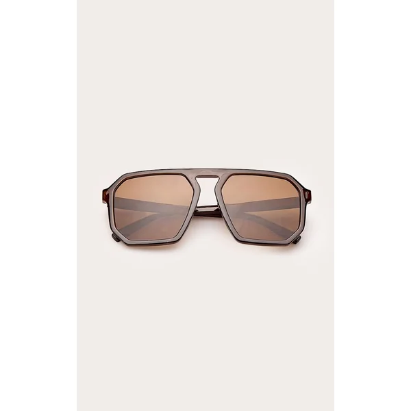 Chocolat Lunettes De Soleil Aviateur Surdimensionnées Monture Marron Verres Teintés