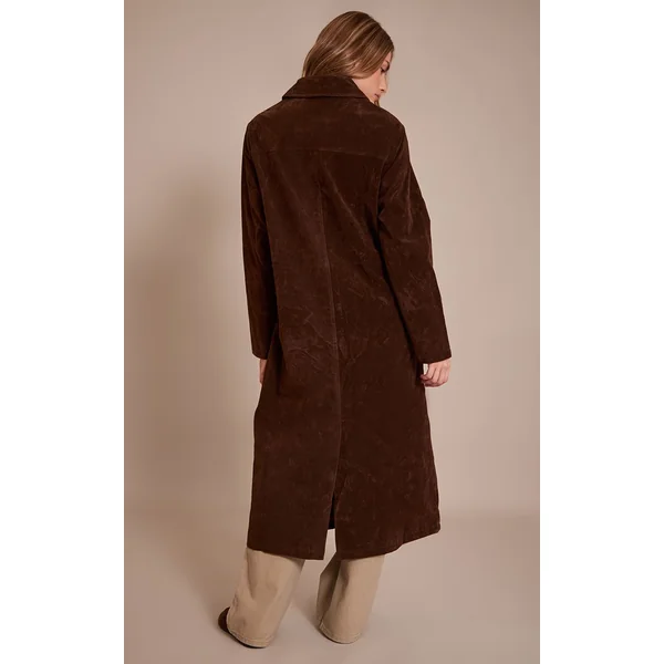 Chocolat Manteau Long En Synthétique À Boutons