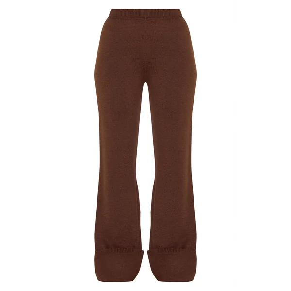 Chocolat Pantalon En Maille À Ourlet Retroussé