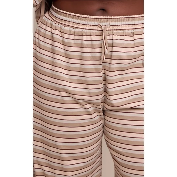 Chocolat Pantalon Large Rayé Grande Taille Avec Cordon De Serrage Ensemble Coordonné