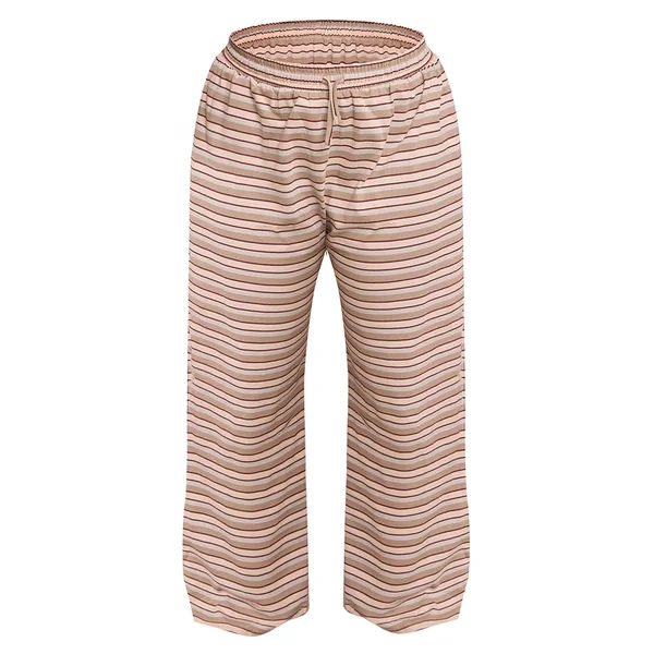 Chocolat Pantalon Large Rayé Grande Taille Avec Cordon De Serrage Ensemble Coordonné