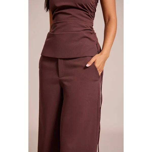Chocolat Pantalon Large Taille Petite Ensemble Coordonné