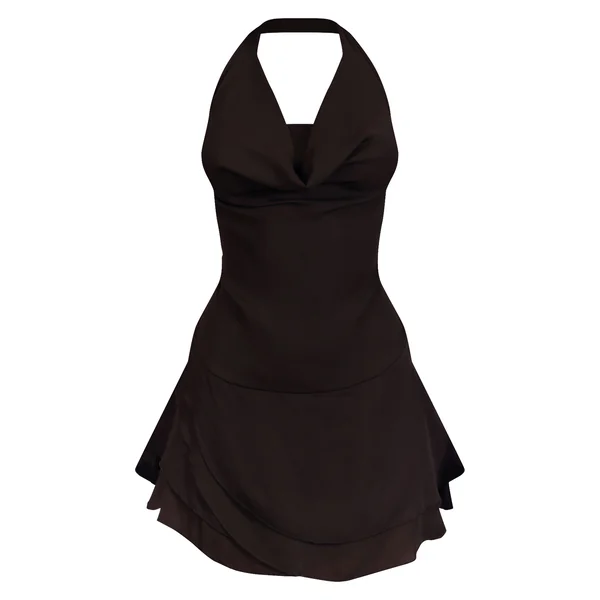 Chocolat Robe Courte Droite En Mousseline Avec Col Bénitier Drapé Et Détail Foulard Froncé