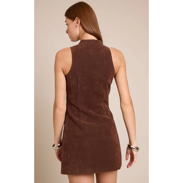 Chocolat Robe Courte Zippée En Synthétique