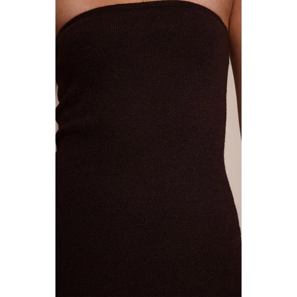 Chocolat Robe Midi Bandeau En Maille