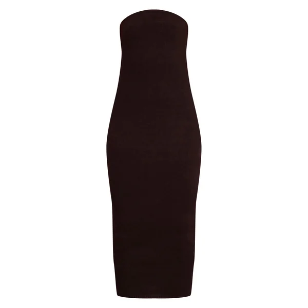 Chocolat Robe Midi Bandeau En Maille