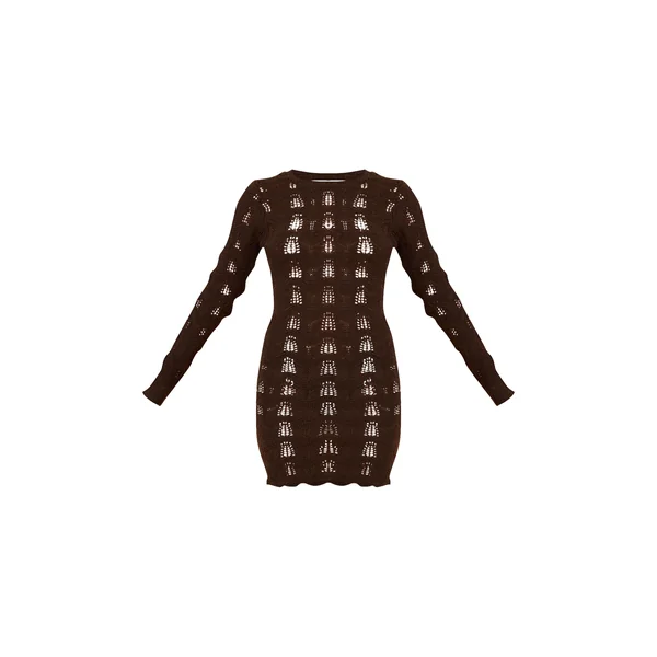 Chocolat Robe Mini Dos Nu À Manches Longues
