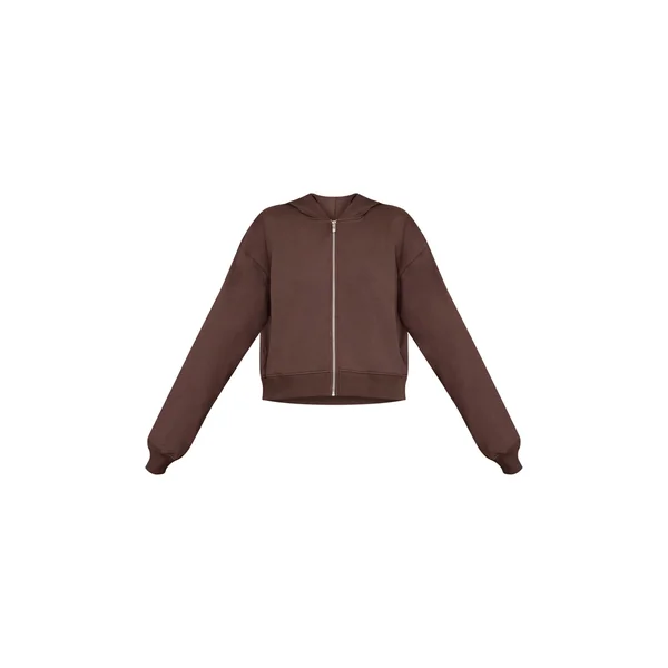 Chocolat Sweat À Casynthétiqueche Court Zippé En Interlock