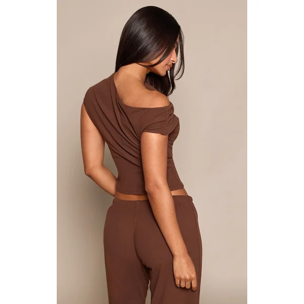 Chocolat Top Asymétrique Ultra Doux Petite Taille