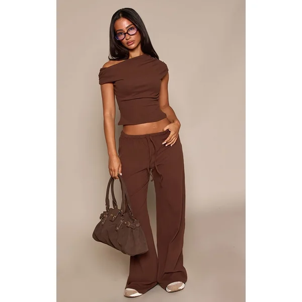 Chocolat Top Asymétrique Ultra Doux Petite Taille