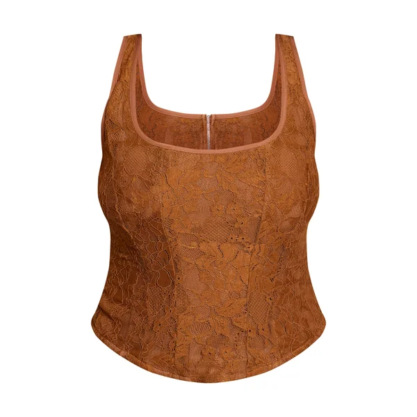 Chocolat Top Corset Long À Encolure Carrée En Dentelle Shape