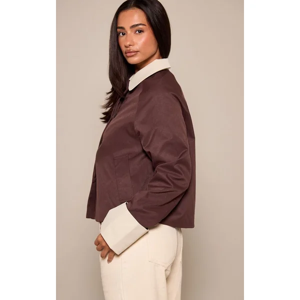 Chocolat Trench Court Contrasté Petite