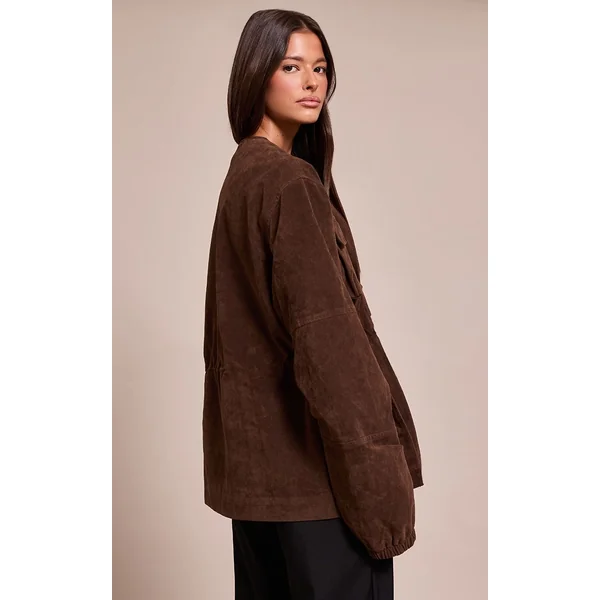 Chocolat Veste Structurée En Synthétique Avec Poches Détaillées Et Taille Ajustable