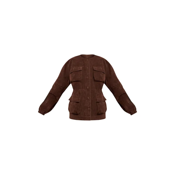 Chocolat Veste Structurée En Synthétique Avec Poches Détaillées Et Taille Ajustable