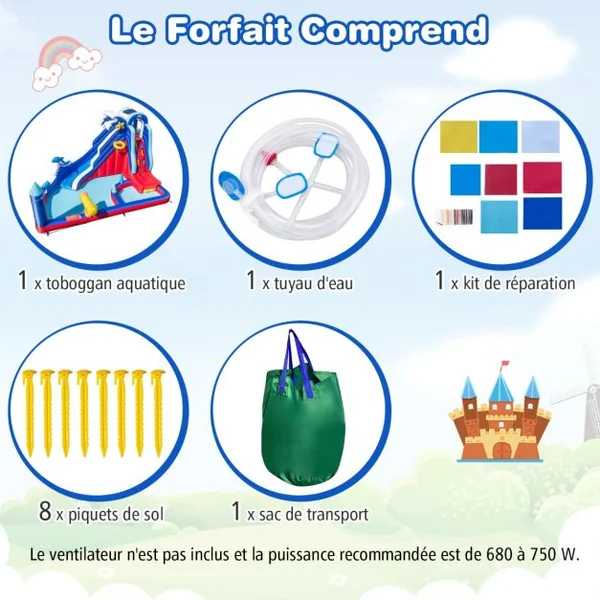 Château Gonflable Aquatique pour Enfants (sans Souffleur) Multicolore