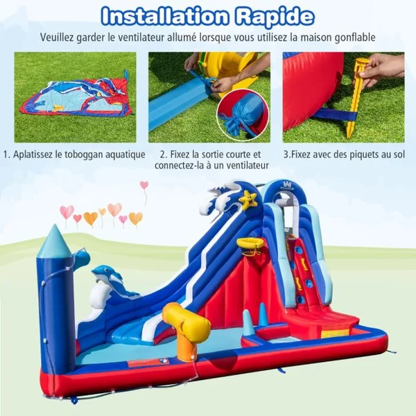 Château Gonflable Aquatique pour Enfants (sans Souffleur) Multicolore