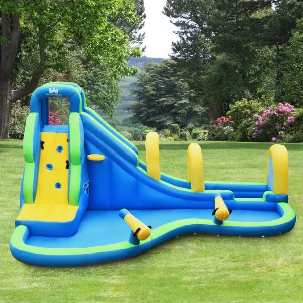 Château Gonflable avec Toboggan Aquatique Pistolet de l'eau Fait en Polyester-Convient pour 4 Enfants de 4 à 12 Ans-Charge Max 120 kg