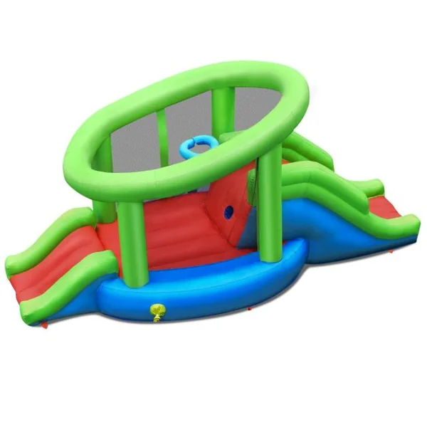 Château Gonflable en Forme de Escargot avec 2 Toboggans Maison de Rebond Gonflable avec Mur d'Escalade Panier de Basket Ventilateur non inclus