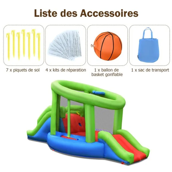 Château Gonflable en Forme de Escargot avec 2 Toboggans Maison de Rebond Gonflable avec Mur d'Escalade Panier de Basket Ventilateur non inclus