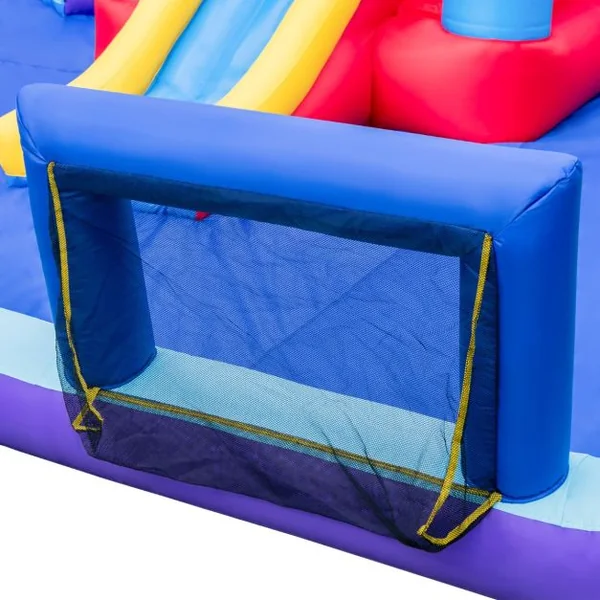 Château Gonflable à Toboggans Aquatiques Thème de La Fusée pour Enfants Piscine Zone de Saut Pistolet à Eau Escalade Souffleur de 850 W Multicolore