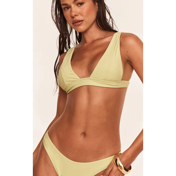 Citron Vert Pâle Haut De Bikini Triangle Plongeant Aqua Avec Détails De Coutures