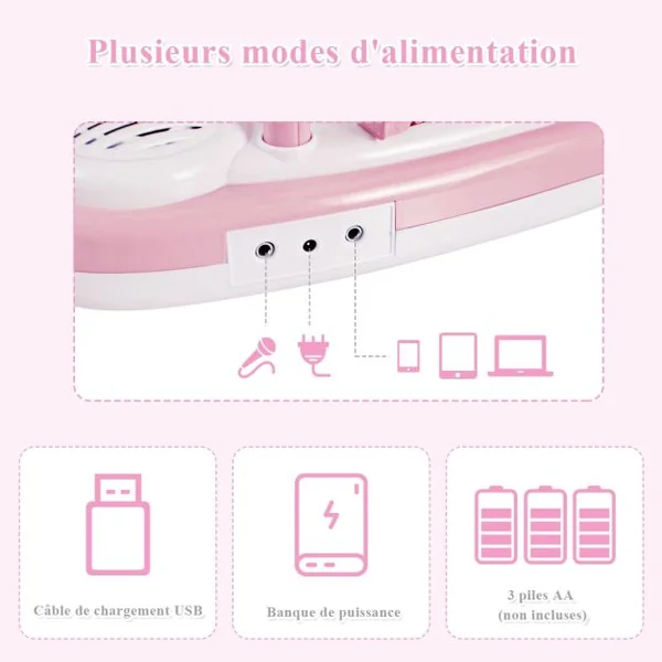 Clavier de Piano Electronique à 37 Touches pour Enfants Jouet Educatif Portable avec Lumière Rythmique Rose