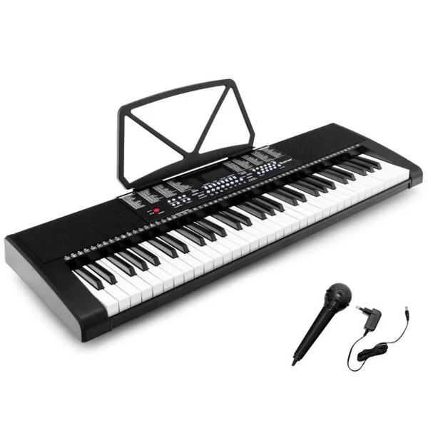Clavier Électronique à 61 Touches Portable avec Microphone Pupitre 255 Sons 255 Rythmes 24Démo 3 Modes