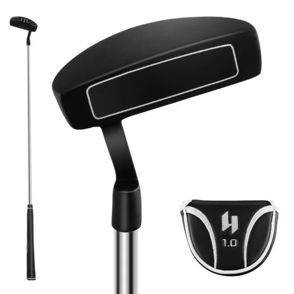 Club de Golf Putter de 89 Cm Droitier Putter avec Lignes D'alignement avec Couvre-Golf Coin de Pincement (Loft) à 3° Inclinaison (Lie) 72° Noir