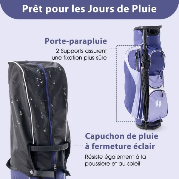 Clubs de Golf pour Femmes Incluant Driver 460CC #1 Bois de Parcours #3 Hybride #5 Fers #5 #6 #7 #8 #9 #P #S Putter & Sac Chariot Violet