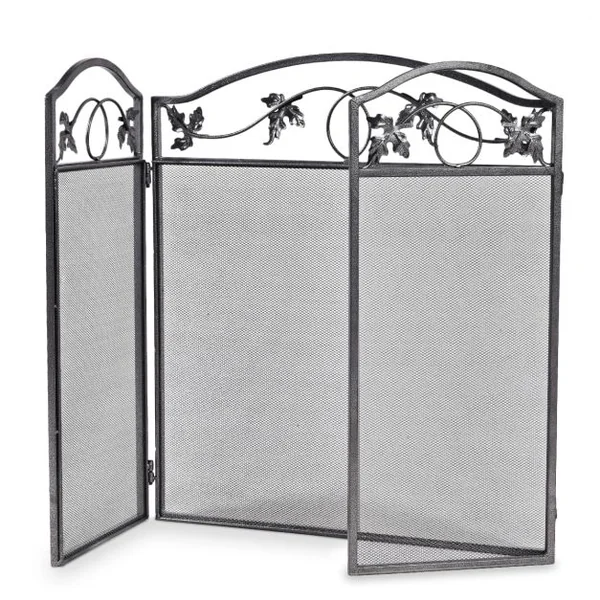 Clôture de Cheminée Cadre en Métal Robuste Écran de Cheminée Pliable à 3 Panneaux Clôture en Maille Décorative Sûre pour lntérieur et Extérieur