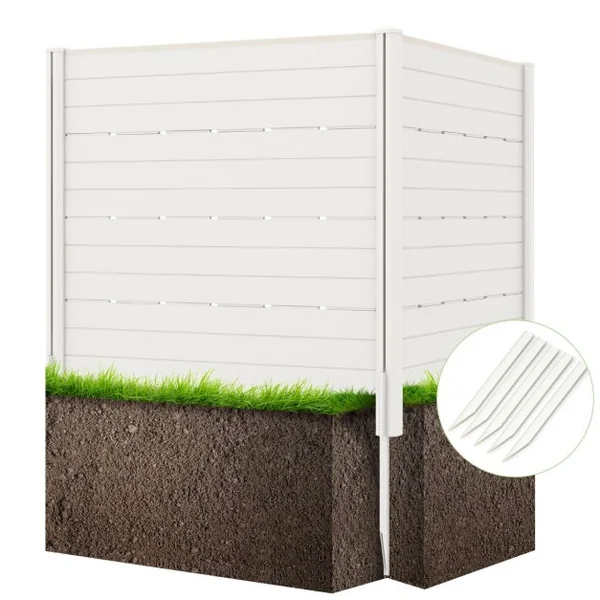 Clôtures de Jardin 120x115CM avec 5 Piquets de Sol Clôture de Confidentialité Extérieur pour Poubelle ou Équipement de Piscine Marron